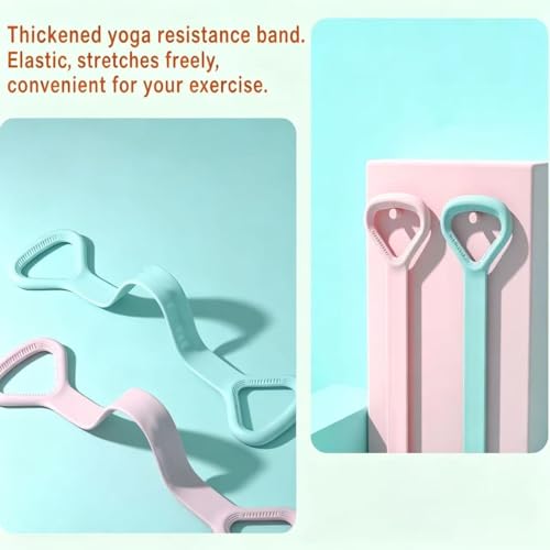 Figure 8 Resistance Band, Arm Back Shoulder Exercise Elastic Rope Stretch Fitness Band, Foot, Leg, Hand Stretcher, Arm Exerciser for Yoga Pilates Stretching Physical Therapy, Home Gym Workout - color: pink