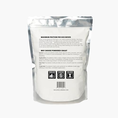 Escape Climbing Sick Dyno® Powdered Climbing Chalk | Ultra Premium Loose Bulk Climbing Chalk | 100% Pure Magnisum Carbonate Optimized for Rock Climbing | Vegan | Designed for Bouldering/Sport Climbing