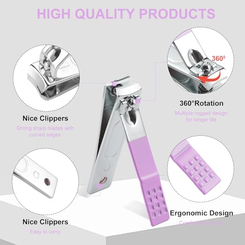 Nail Kit, Manicure Kit, Nail Care Kit for Women, Manicure Pedicure Set, Nail Clippers Toenail Clippers Kit, Professional Manicure Kit Pedicure Kit, Purple Travel Case, Set of 12. - color: Purple