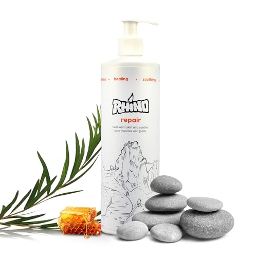 Rhino Skin Solutions Repair Cream Made for Your Adventure, Hand Repair Cream for Dry Cracked Hands, Non Greasy Hand Lotion with Honey and Tea Tree for Athletes and Workers, Made in USA (16 oz) - size: 16 Ounce (Pack of 1)