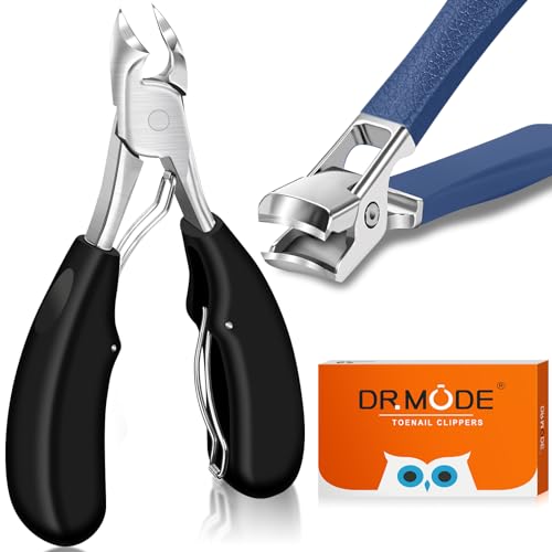 Toenail Clippers for Thick Toenails, DRMODE Heavy Duty Toe Nail Clippers for Thick Ingrown Nails for Seniors with Wide Opening, Professional Fingernail Clipper Nail Cutter Trimmer for Men with Catcher - style: 2PCS Toenail Clippers