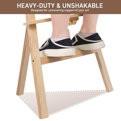 Smiley Wooden Easel for Painting, Wedding Signs & Display, Adjustable | Adjustable foldable wooden easel for painting canvas. Sturdy A-frame pine stand for wedding signs, displays & studio use. - color: Primary Colour