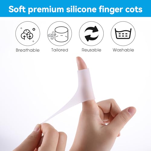 20 Pcs Finger Sleeves Protectors Silicone Finger Sleeve Gel Finger Sleeve Protectors Finger Covers Cushions and Protects Rubber Finger Shields Provide Relief forCracked Finger - color: White