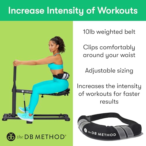 The DB Method DreamBelt Weight Belt Intensifies Workouts, Home or Gym Workout Equipment, Weighted Belt for Hip Thrust, Squat, Strength Training, Helps Minimize Exercise Injury Risk, 10 lbs