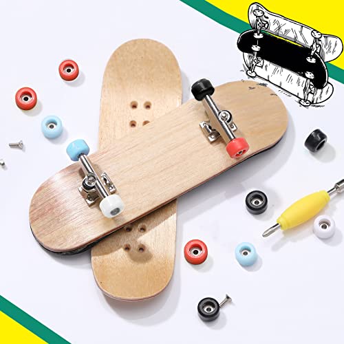 Zhehao 20 Pieces Fingerboard Tool Set Bearing Wheels with 4 Pieces Tool Screwdriver and Nut Driver Compatible with Most Fingerboard Trucks(White, Black, Red, Light Blue)