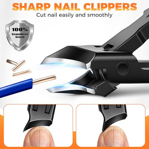 Nail Clippers for Men Thick Nails, Heavy Duty Slanted Toenail Clippers for Seniors Ingrown Toenails with Safety Lock, Large Fingernail Clipper Long Handle Nail Cutter Gifts for Men Women Adults, Black - style: Black Slanted Nail Clippers