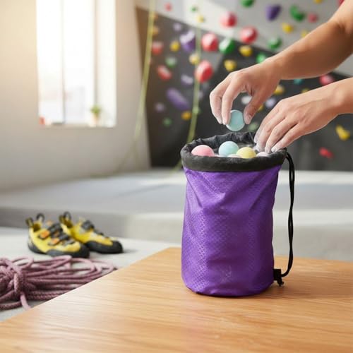 Waterproof Magnesia Sack with Belt Climbing Chalk Bag Magnesia Powder Pouch for Mountaineering Travel Sports Fitness Golf - color: Purple