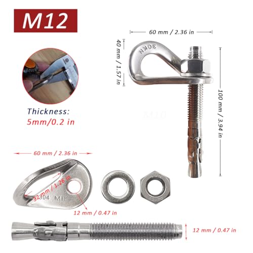 304 Stainless Steel Climbing Bolt Kit, Heavy-Duty Climbing Holds Hanger 1/2"-for Outdoor Climbing Walls, Bouldering Gyms, and DIY Home Training Setups (1 Set) - color: 1 set