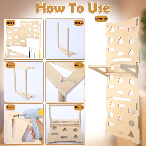 6 x 2 ft Climbing Wall Panels for Home Gym Wooden Indoor Climbing Wall Panels with Removable Pull-up Bar for Home Playground Playrooms Montessori Rooms Sensory Spaces