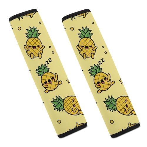 2PCS Yellow Pineapple Tropical Fruit Car Seat Belt Pad Breathable Shoulder Protector for Girls and Boys, Most Cars, Anti-Slip Pad - color: Pattern 919