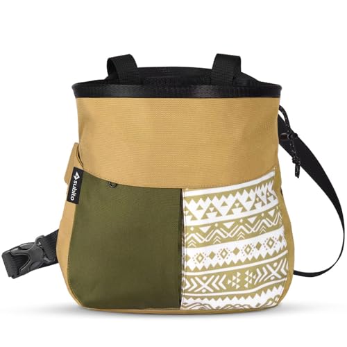 Climbing Chalk Bag, Large Capacity Rock Climbing Chalk Bag for Bouldering, Weightlifting, Gym, Disc Golf & Wall Climbing, Durable Bouldering Chalk Bucket - color: Khaki, size: Small