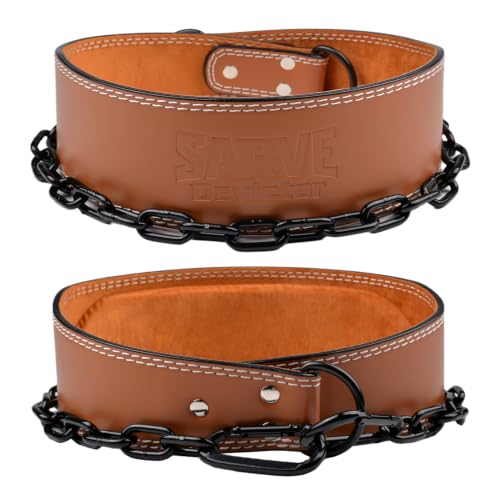 Weight Lifting Dip Belt with 36 Inch 6mm Thick Steel Chain for Weight Lifting, Pull Ups, Squats, Bodybuilding Training - color: Brown