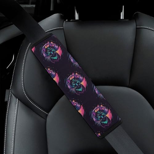 2PCS Cute Funny Cat Colorful Seat Belt Shoulder Pad Soft Padded Harness Pads Strap for Adults and Children, All Vehicles, Anti-Slip Pad - color: Pattern 424
