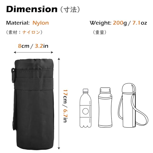 TRIWONDER Tactical MOLLE Water Bottle Pouch H2O Hydration Carrier, Military Bottle Holder Molle Drink Holder Travel Water Bottle Bag for Backpack Camping Outdoor - color: 01 Black