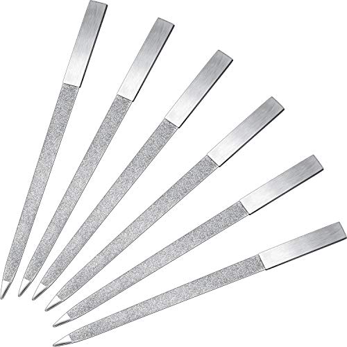 Mudder 6 Pieces Diamond Nail File Stainless Steel Double Side Nail File Metal Buffer Women Men Fingernails Toenails Manicure for Salon and Home, Silver(7 Inch) - size: 7 Inch (Pack of 6)
