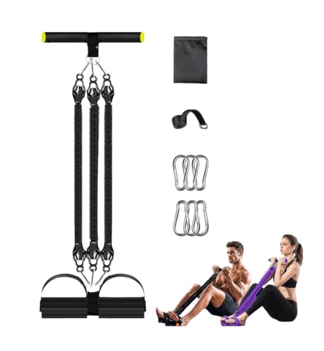 Multifunction Tension Rope Set,Upgraded Smart Stirrup Puller Adjust Sit Up Bar-Pedal Puller Tensioner Workout Bands Resistance with Abdomen/Waist/Leg/Hips/Chest/Back