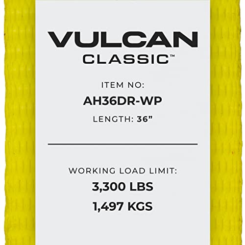 VULCAN Car Tie Down Axle Strap with Wear Pad - 2 Inch x 36 Inch - 4 Pack - Classic Yellow - 3,300 Pound Safe Working Load - size: 2" x 36" Classic Yellow (4 Pack)