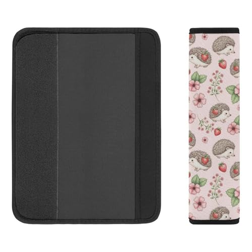 Universal Soft and Comfortable Seat Belt Cover for Adult Use, Stroller Pushchair High Chair, 2 Pack Hedgehog Floral Flower Strawberry Shoulder Harness Cover - color: Pattern 1011