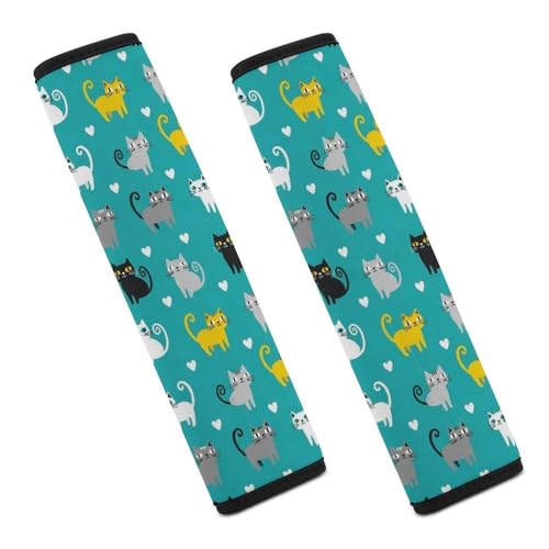 1 Pair Cute Cat Lovely Kitten Pet Seat Belt Shoulder Pad Soft Padded Seat Belt Cushion for Adult Use, Stroller Pushchair High Chair, Pressure Relief - color: Pattern 423