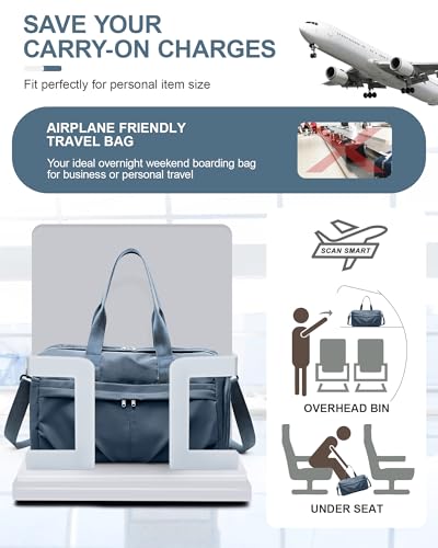 Gym Bag for Women Men with Shoe Compartment, Sport Duffel Bag, Waterproof Travel Weekender Overnight Carry on Bag for Yoga with Trolley Sleeve, Jewel Blue - color: A1-Jewel Blue