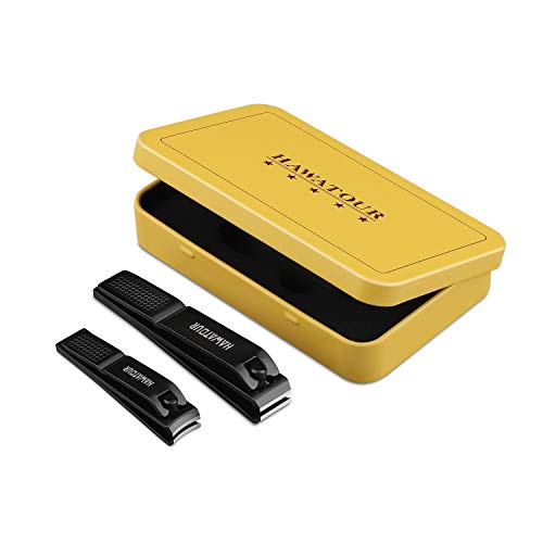 Nail Clippers Set with Visibly Tin Case, Black | Ultra Sharp, Sturdy Fingernail and Toenail Clipper Cutters - color: Black