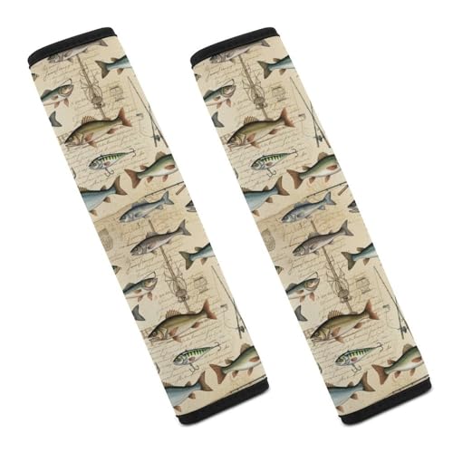 2PCS Farmhouse Fishing Seat Belt Shoulder Pad Soft Padded Harness Pads Strap for Adults and Children, All Vehicles, Anti-Slip Pad - color: Pattern 586