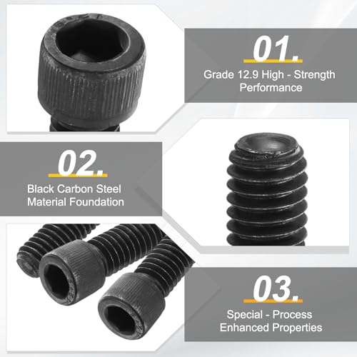 PATIKIL 3/8"-16 x 1-1/4 Socket Head Cap Screws Bolts, 10Pcs Carbon Steel Hex Head Metric Screws for Door Road Bicycle Mountain Bike Auto Ship Communication Equipment, Black - size: 3/8"-16 x 1-1/4