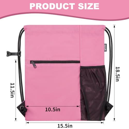 HOLYLUCK Men & Women Outdoor Sport Gym Sack Waterproof Drawstring Backpack Bag (Standard With Drawstring, Pink) - color: Pink, style: Standard With Drawstring