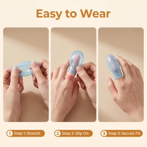 3PCS Waterproof Finger Protector, Silicone Finger Covers for Showering, Leak-Proof Sealed Design, Reusable Finger Sleeve for Wound Protection, Cut Care, Waterproof Bandage Alternative(M) - size: middle
