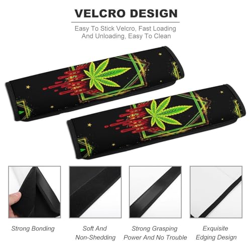 2PCS Smoking Weedleaf Leaf Trippy Art Seat Belt Cover Soft Padded Neck Strap Covers for Kids, All Vehicles, Comfortable Driving - color: Pattern 974