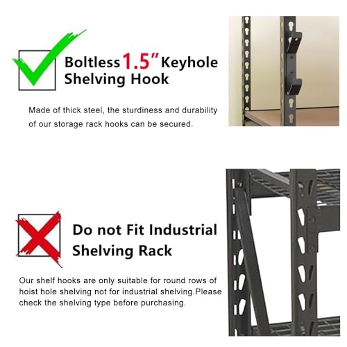 Wallmaster Boltless Shelving Hook Organizer Kit,7 Pcs Adjustable Storage Hanging Accessories for 1.5 inch Keyhole Rack,Garage Heavy Duty Tool Storage System - size: 7 pcs-Unspecified