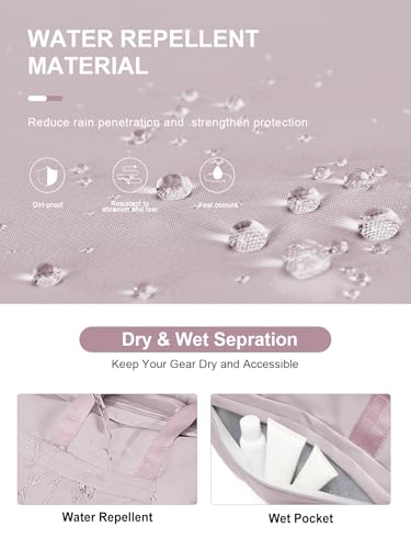 Gym Bag for Women Duffle Bag with Shoe Compartment Yoga Mat Bag Sports Workout Bag Weekend Overnight Bag, Light Pink - color: A23- Light Pink