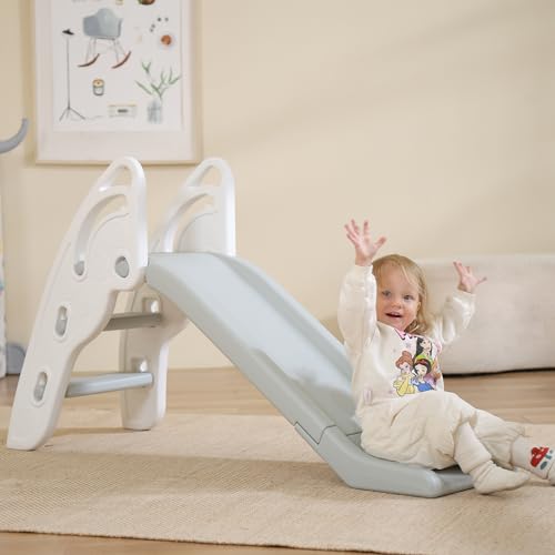 Toddler Slide Large Play Climber Slide PlaySet with Extra Long Slipping Slope Indoor Slide Kids Slide Toddler Playground Toddler Slide Outdoor Toys for Toddlers (White) - color: White