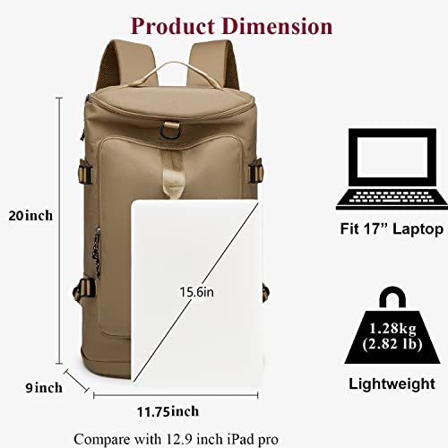 Gym Duffle Bag Waterproof black Laptop Backpack Suitable for Hiking, Fishing, Travel 40L Large Capacity Trendy Cool Lightweight Backpack for Men and Women - color: Khaki