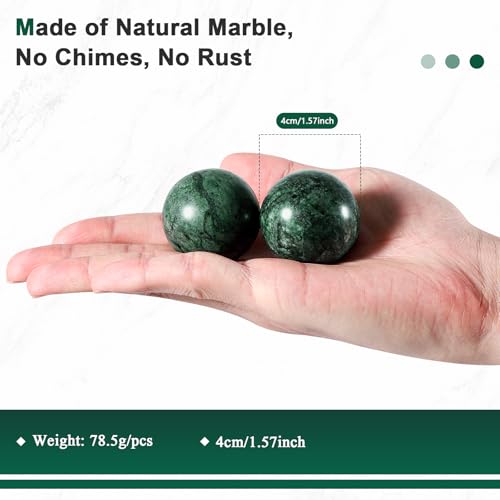 Learay 2Pcs Baoding Balls, Boading Balls for Hand Therapy, Green, 1.57 inch | Chinese Health Exercise Massage Balls with Carry Pouch for Stress Relief Meditation Ball - color: Green/1.57 Inch