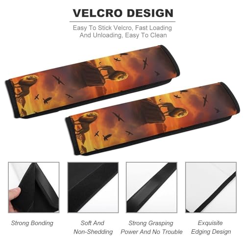 2PCS Animal Cool Lion Seat Belt Cover Breathable Seat Belt Cushion for Adults and Children, All Vehicles, Comfortable Driving - color: Pattern 999
