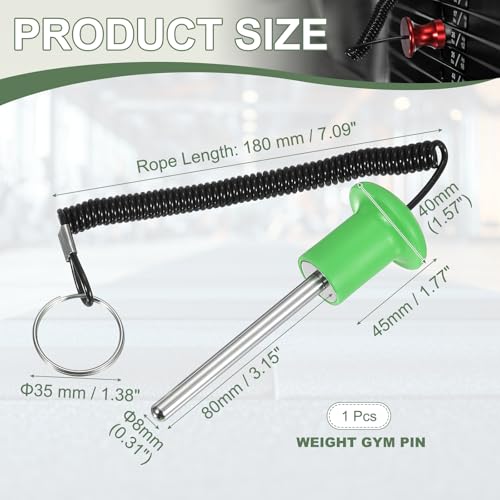 Gym Pin Weight Stack Pin Strength Training Lifting Equipment Replacement with Pull Rope Fitting for Club - color: Green, size: 0.3 x 3.1 Inch