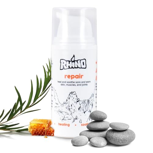 Rhino Skin Solutions Repair Cream Made for Your Adventure, Hand Repair Cream for Dry Cracked Hands, Non Greasy Hand Lotion with Honey and Tea Tree for Athletes and Workers, Made in USA (1 oz) - size: 1 Ounce (Pack of 1)