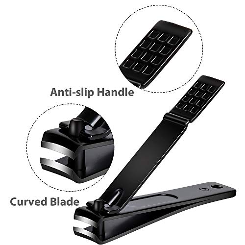 Aogeili Nail Clippers Set, Sharp Stainless Steel Fingernail Clipper & Toenail Clippers, Black Nail Cutter，Perfect 3 PCS Black Nail Cutter for Men/Women/Kids, Set Include Nail File - size: Large/Small/File