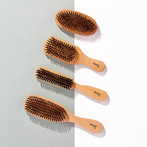 Diane Reinforced Boar Bristle Military Wave Brush for Men and Barbers – Hard Bristles for Thick to Coarse Hair – Use for Detangling, Smoothing, Wave Styles, Restore Shine and Texture