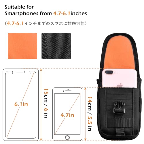 TRIWONDER Tactical Phone Pouch Molle, Smartphone Holster Bag EDC Utility Cellphone Lock Card Holder Organizer Fit for Waist Belt Case - color: 02 Black