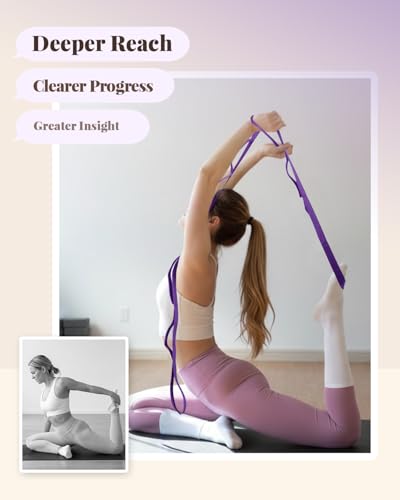 Trideer Stretching Strap with Loops & Leg Lifter, Non-Elastic PT-Style Physical Therapy Strap for Knee Replacement Rehab, Hamstring, Calf & Back Stretcher Mobility, Hip, Shoulder & Yoga - color: Purple