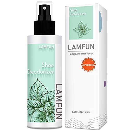 Shoe Odor Eliminator, Natural Shoe Deodorizer Spray for Stinky Sneakers or Smelly Feet, Foot Deodorant Fight All Odors, Peppermint, 150ml