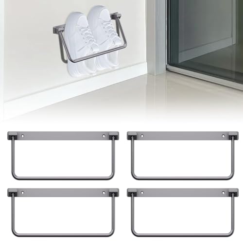 SKTYANTS 12 Inch Wall Mounted RV Shoe Rack Foldable Aluminum Shelf Camper Trailer Shoe Holder Organizer with Screws Accessories (4 Pack) - color: 4 Pack