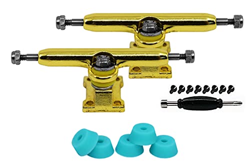 34mm Prodigy Gen2 Pro Fingerboard Trucks - Pro Style Base and Hanger with Custom Pivot Tuning and Pro Duro Bubble Bushings - Gold Colorway - color: Gold, size: 34mm