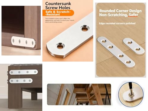 20PACK 3INCH X 0.6INCH Stainless Steel Straight Flat Bracket Repair Plate Brace,Mending Joining Plates for Wood, Board, Bed Frame, Furniture & Shelves,with Screws - size: 20PACK 3INCH X 0.6INCH