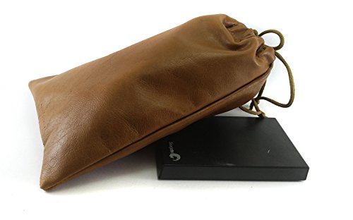 Multiple use Lambskin Leather Pouch with Drawstrings: (22 cm X 26 cm) - color: Tan