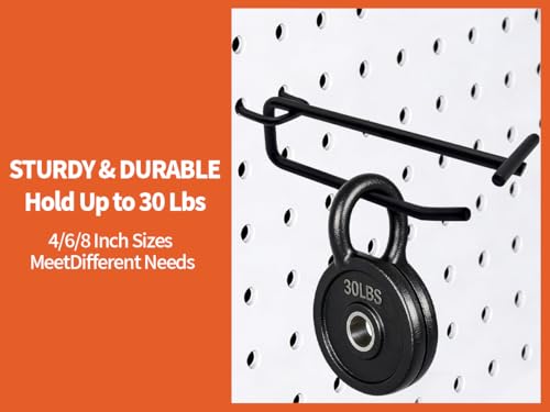 8" Pegboard Hooks with Label, 50Pcs Heavy Duty for 1/4" Board, Garage Storage - size: 8inch-50pcs