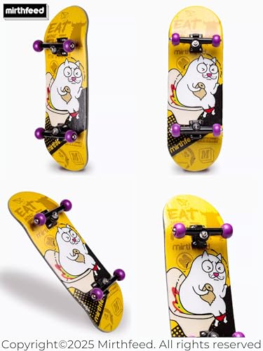 32mm Pro Fingerboard Complete Set | Bearing Wheels | 5 Ply Maple Deck | Anti Skid Grip Tape | Complimentary Tool | Concave Shape - color: Mini Finger Skateboard G : Smelly Cat
