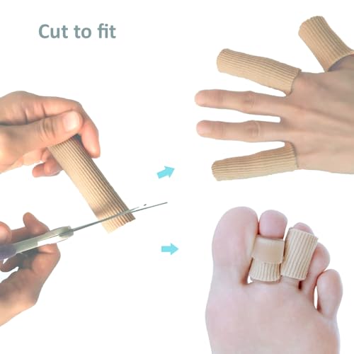 SOHLER 6 Packs Closed Toe Caps Finger Covers Sleeve Protectors, Elastic Fabric Lined with Soft Gel (Large) - size: Large